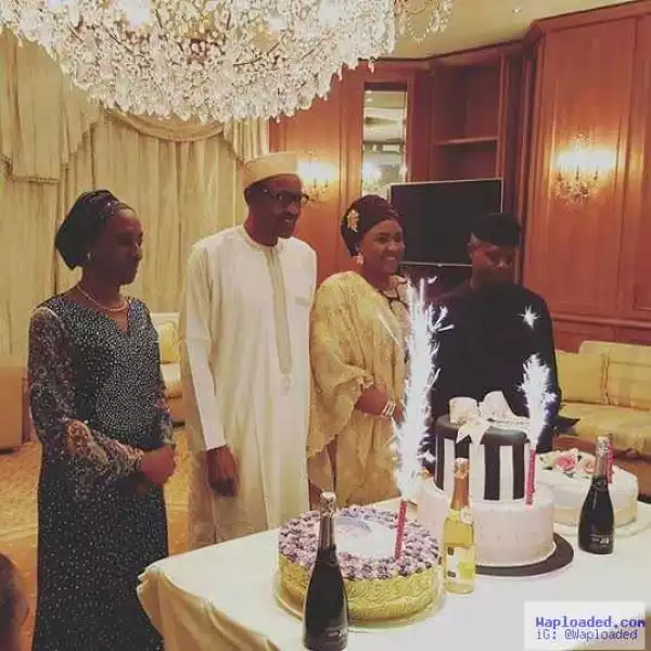 Photos: Aisha Buhari cuts her birthday with President Buhari